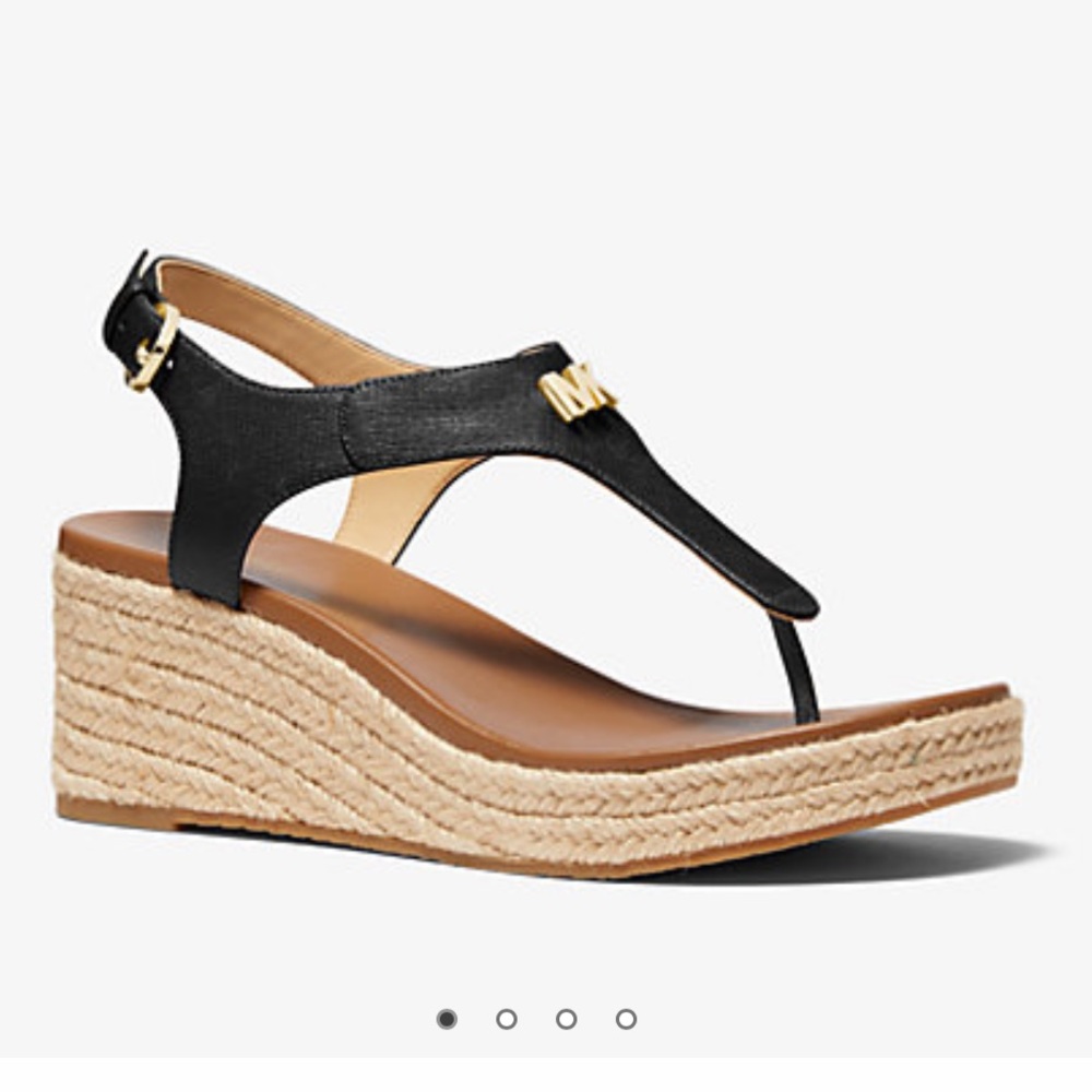 Michael Kors Laney Saffiano Leather Espadrille Wedge Sandal 8M